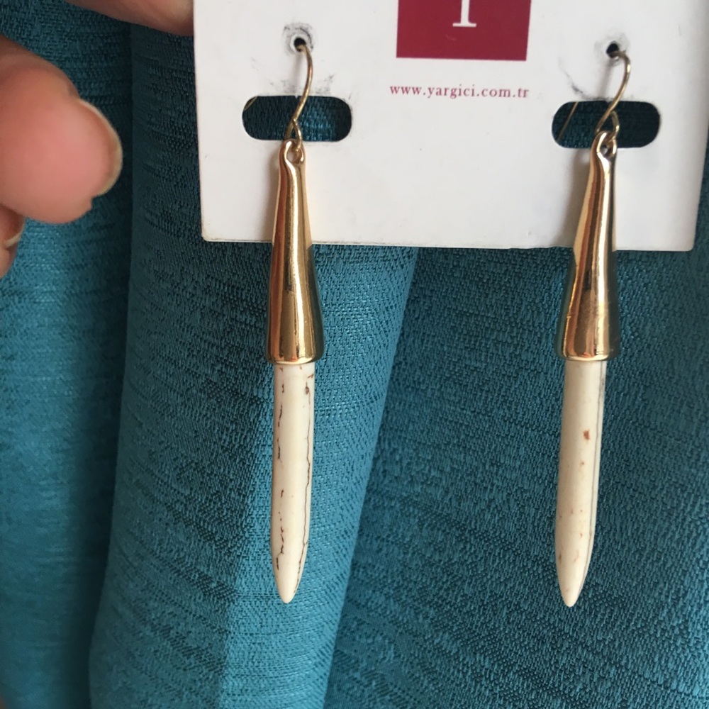 Gold Creme Drop Earrings
